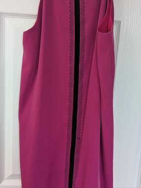 Tristan Magenta Midi Dress with Black Center Trim